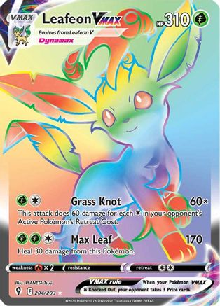 Leafeon VMAX (Secret) (204/203) Holofoil [SWSH: Evolving Skies] Pokemon Single Pokémon
