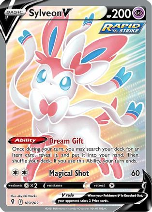 Sylveon V (Full Art) (183/203) - [SWSH: Evolving Skies] Holofoil Pokemon Single Pokémon