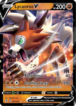 Lycanroc V (91/203) Holofoil [SWSH: Evolving Skies] Pokemon Single Pokémon