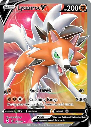 Lycanroc V (Full Art) (187/203) Holofoil [SWSH: Evolving Skies] Pokemon Single Pokémon