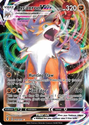 Lycanroc VMAX (92/203) Holofoil [SWSH: Evolving Skies] Pokemon Single Pokémon