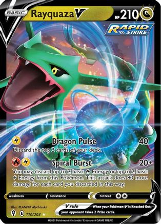 Rayquaza V (110/203) Holofoil [SWSH: Evolving Skies] Pokemon Single Pokémon