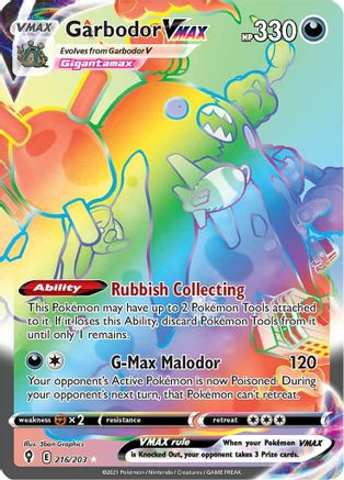 Garbodor VMAX (Secret) (216/203) Holofoil [SWSH: Evolving Skies] Pokemon Single Pokémon