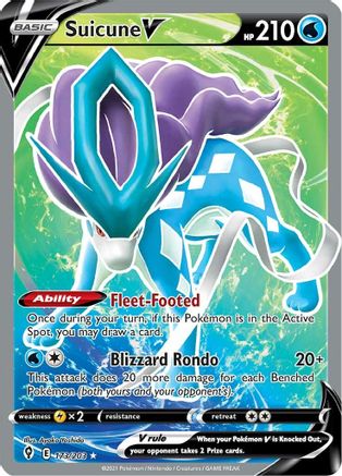 Suicune V (Full Art) (173/203) - [SWSH: Evolving Skies] Holofoil Pokemon Single Pokémon
