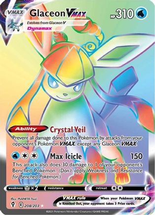 Glaceon VMAX (Secret) (208/203) Holofoil [SWSH: Evolving Skies] Pokemon Single Pokémon