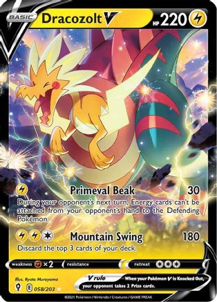 Dracozolt V (58/203) Holofoil [SWSH: Evolving Skies] Pokemon Single Pokémon
