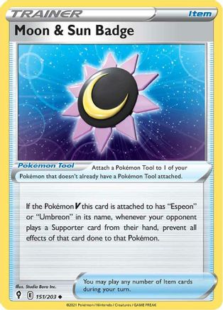 Moon & Sun Badge (151/203) [SWSH: Evolving Skies] Pokemon Single Pokémon