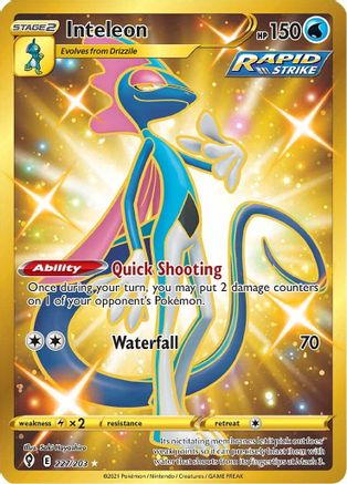 Inteleon (Secret) (227/203) Holofoil [SWSH: Evolving Skies] Pokemon Single Pokémon