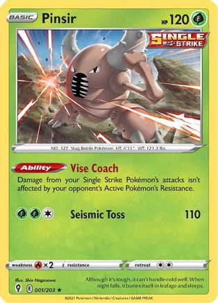 Pinsir (1/203) [SWSH: Evolving Skies] Pokemon Single Pokémon
