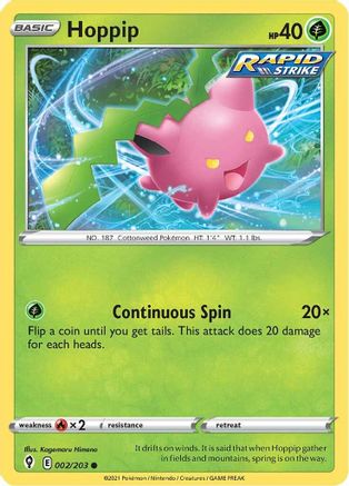 Hoppip (2/203) Reverse Holofoil [SWSH: Evolving Skies] Pokemon Single Pokémon