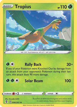 Tropius (6/203) Reverse Holofoil [SWSH: Evolving Skies] Pokemon Single Pokémon