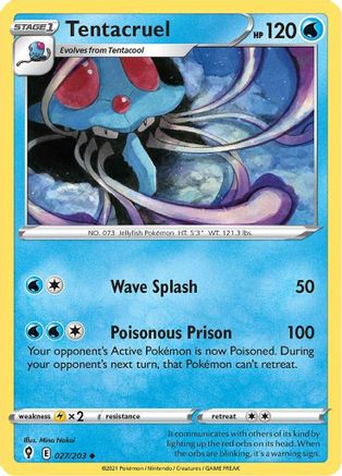 Tentacruel (27/203) Reverse Holofoil [SWSH: Evolving Skies] Pokemon Single Pokémon