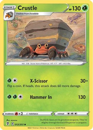 Crustle (12/203) Reverse Holofoil [SWSH: Evolving Skies] Pokemon Single Pokémon