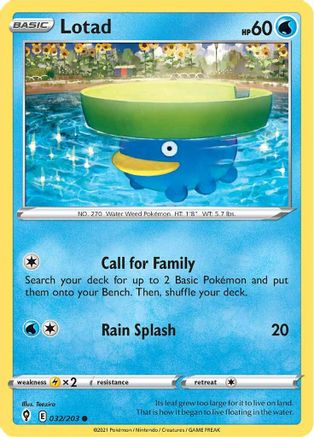 Lotad (32/203) Reverse Holofoil [SWSH: Evolving Skies] Pokemon Single Pokémon
