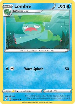 Lombre (33/203) Reverse Holofoil [SWSH: Evolving Skies] Pokemon Single Pokémon