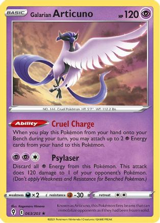 Galarian Articuno (63/203) Reverse Holofoil [SWSH: Evolving Skies] Pokemon Single Pokémon
