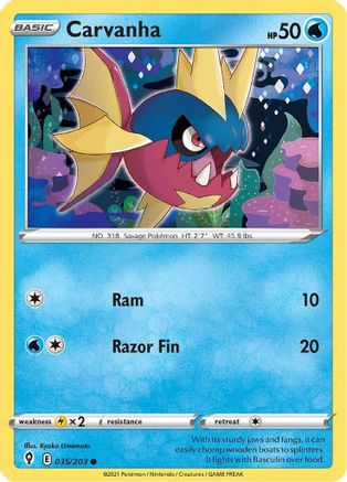 Carvanha (35/203) [SWSH: Evolving Skies] Pokemon Single Pokémon