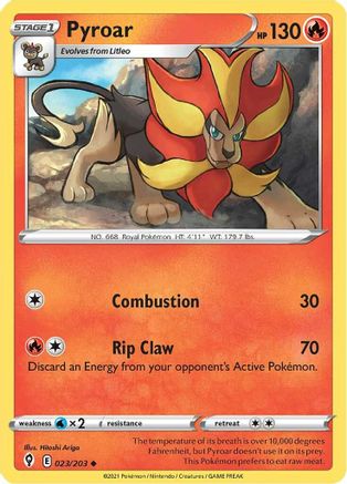 Pyroar (23/203) Reverse Holofoil [SWSH: Evolving Skies] Pokemon Single Pokémon