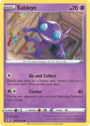 Sableye (67/203) Reverse Holofoil [SWSH: Evolving Skies] Pokemon Single Pokémon