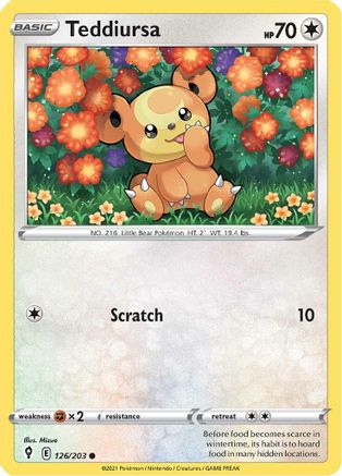 Teddiursa (126/203) [SWSH: Evolving Skies] Pokemon Single Pokémon