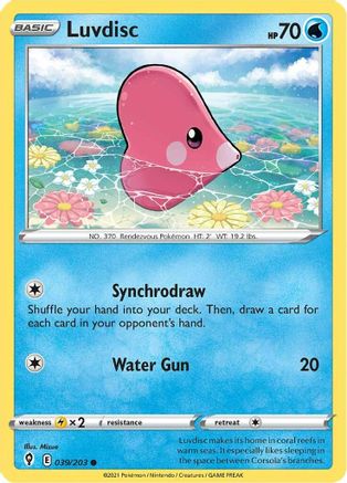 Luvdisc (39/203) Reverse Holofoil [SWSH: Evolving Skies] Pokemon Single Pokémon