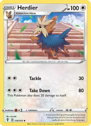 Herdier (134/203) Reverse Holofoil [SWSH: Evolving Skies] Pokemon Single Pokémon