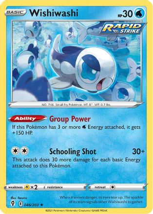 Wishiwashi (46/203) [SWSH: Evolving Skies] Pokemon Single Pokémon