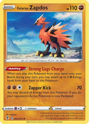 Galarian Zapdos (82/203) Reverse Holofoil [SWSH: Evolving Skies] Pokemon Single Pokémon