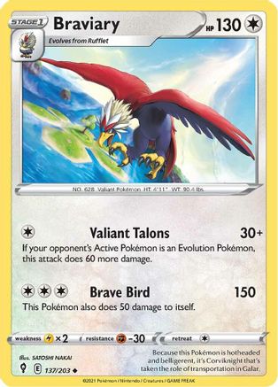 Braviary (137/203) Reverse Holofoil [SWSH: Evolving Skies] Pokemon Single Pokémon