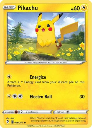 Pikachu (49/203) [SWSH: Evolving Skies] Pokemon Single Pokémon