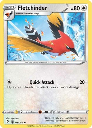 Fletchinder (139/203) Reverse Holofoil [SWSH: Evolving Skies] Pokemon Single Pokémon