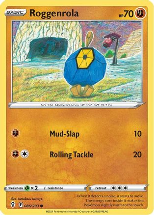 Roggenrola (86/203) Reverse Holofoil [SWSH: Evolving Skies] Pokemon Single Pokémon