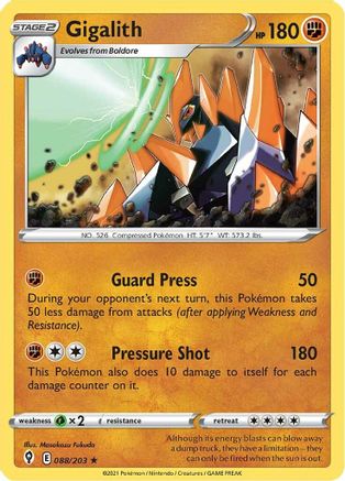 Gigalith (88/203) [SWSH: Evolving Skies] Pokemon Single Pokémon