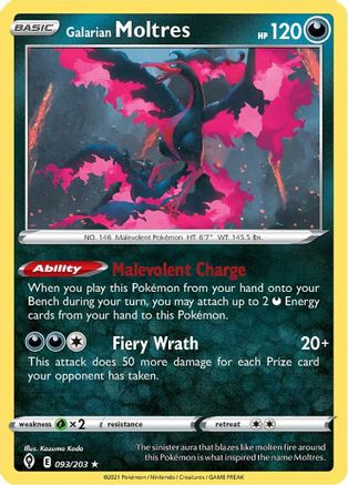 Galarian Moltres (93/203) Holofoil [SWSH: Evolving Skies] Pokemon Single Pokémon