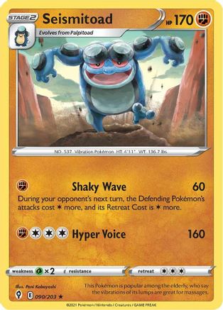 Seismitoad (90/203) Reverse Holofoil [SWSH: Evolving Skies] Pokemon Single Pokémon