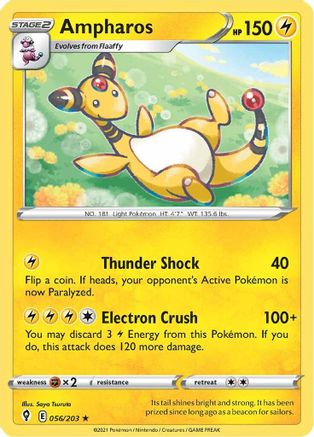 Ampharos (56/203) Reverse Holofoil [SWSH: Evolving Skies] Pokemon Single Pokémon