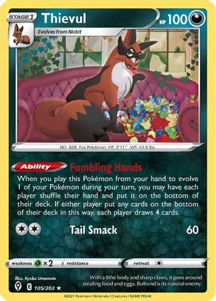 Thievul (105/203) [SWSH: Evolving Skies] Pokemon Single Pokémon