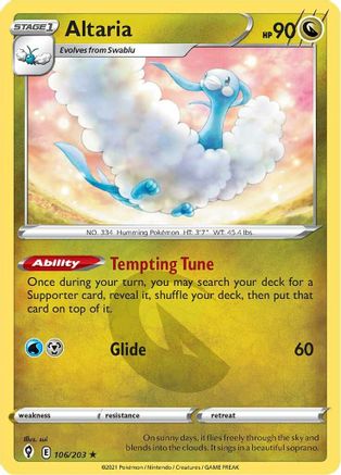 Altaria (106/203) Reverse Holofoil [SWSH: Evolving Skies] Pokemon Single Pokémon