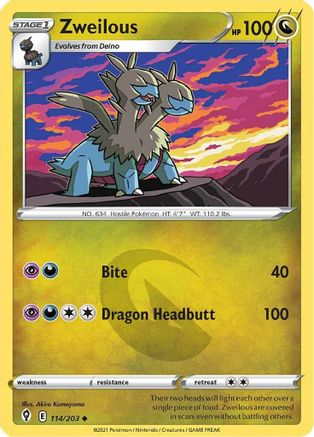 Zweilous (114/203) Reverse Holofoil [SWSH: Evolving Skies] Pokemon Single Pokémon