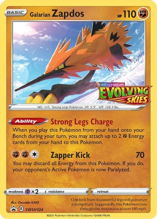 Galarian Zapdos - SWSH124 (Prerelease) (SWSH124/307) Holofoil [Promos: SWSH Promo Cards] Pokemon Single Pokémon
