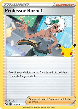 Professor Burnet - SWSH167 (25th Anniversary Stamp) (SWSH167) [Promos: SWSH Promo Cards] Pokemon Single Pokémon