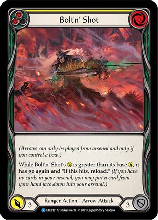 Bolt'n' Shot (Yellow) [ELE217] (Tales of Aria)  1st Edition Rainbow Foil Flesh And Blood Single Flesh And Blood   