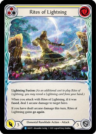 Rites of Lightning (Yellow) [ELE071] (Tales of Aria)  1st Edition Rainbow Foil Flesh And Blood Single Flesh And Blood   