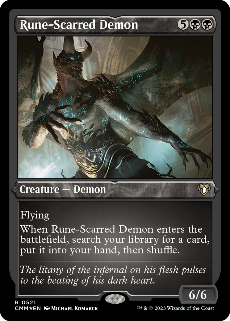 Rune-Scarred Demon (CMM-521) [Commander Masters] Etched Foil MTG Single Wizards of the Coast