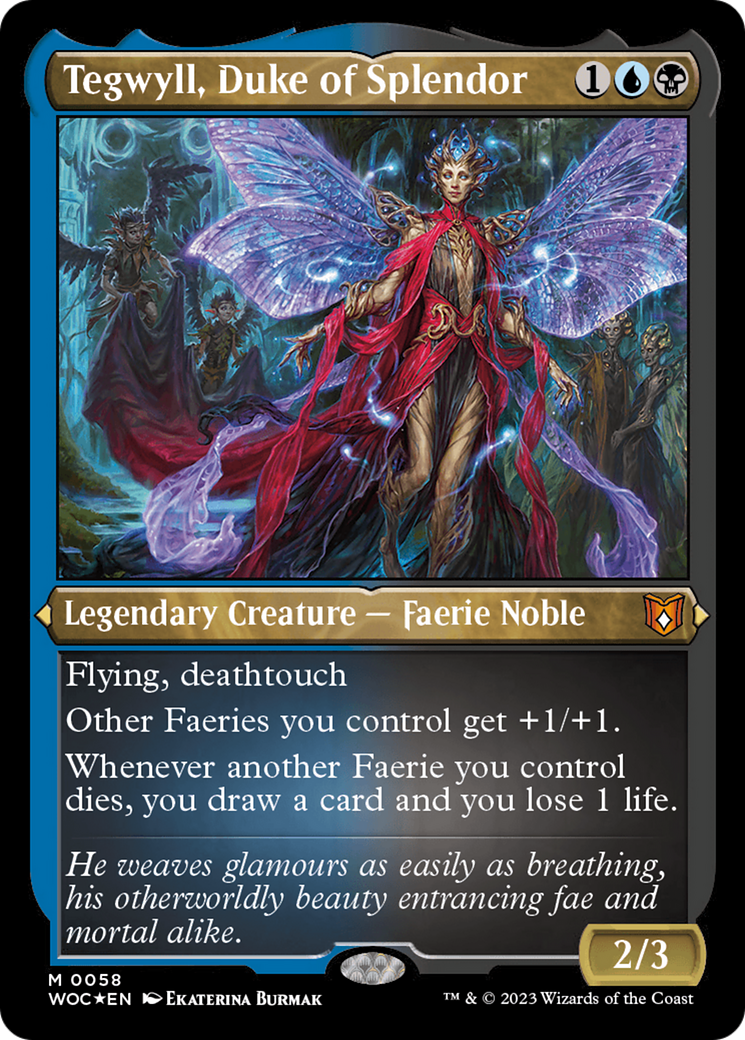 Tegwyll, Duke of Splendor (Display Commander) - Thick Stock (WOC-058) [Wilds of Eldraine Commander] Foil MTG Single Wizards of the Coast