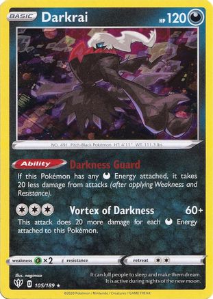 Darkrai - 105/189 (Cosmos Holo) Holofoil [Misc: Cards & Products] Pokemon Single Pokémon