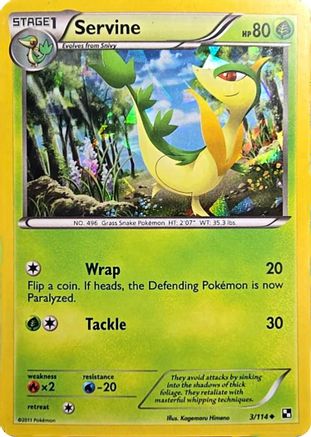 Servine - 3/114 (Cracked Ice Holo) Holofoil [Misc: Cards & Products] Pokemon Single Pokémon