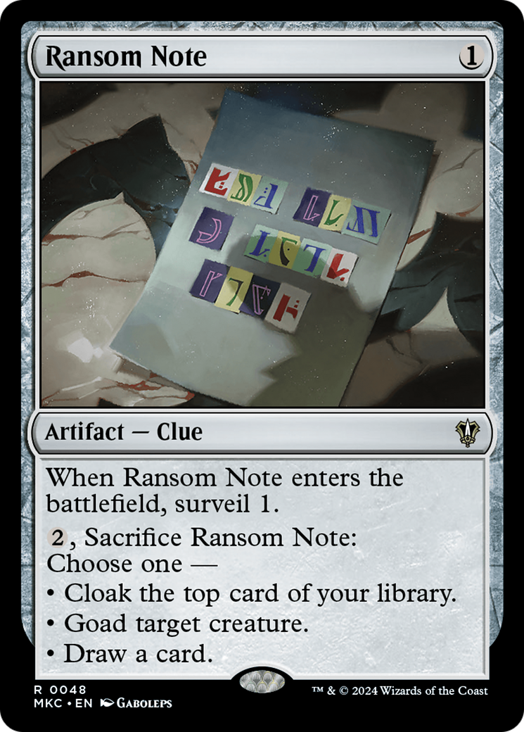 Ransom Note (0048) (MKC-048) [Murders at Karlov Manor Commander] MTG Single Wizards of the Coast