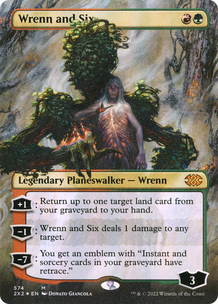 Wrenn and Six (Textured Foil) (2X2-574) [Double Masters 2022] (Borderless) Foil MTG Single Wizards of the Coast