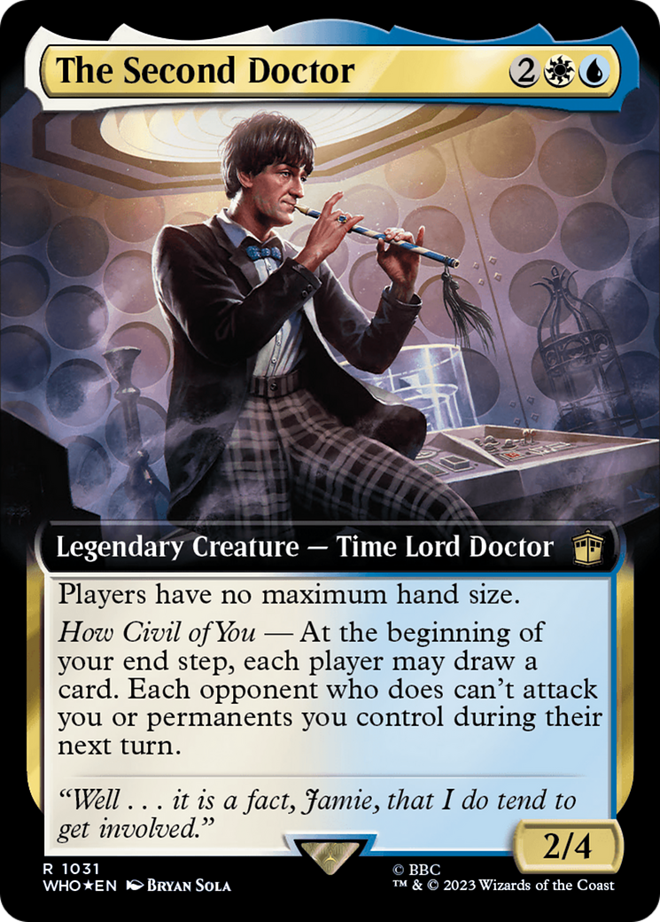 The Second Doctor (Surge Foil) (WHO-1031) [Doctor Who] (Extended Art) Foil MTG Single Wizards of the Coast